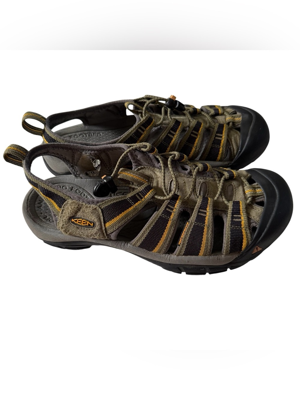 Keen Sandals Men Size 9.5 Green Yellow Black Adjustable Waterproof Anti Odor